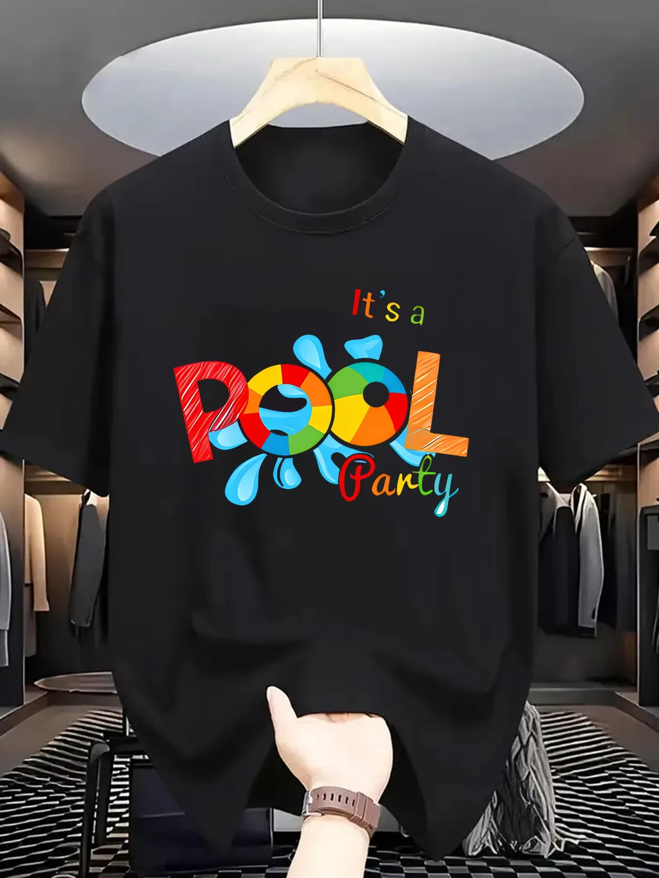 

Футболка с принтом Mwomn's Pool Party, дышащая, обычная, повседневная, в уличном стиле, летняя, с короткими рукавами, идеально подходящая для вечеринок у бассейна