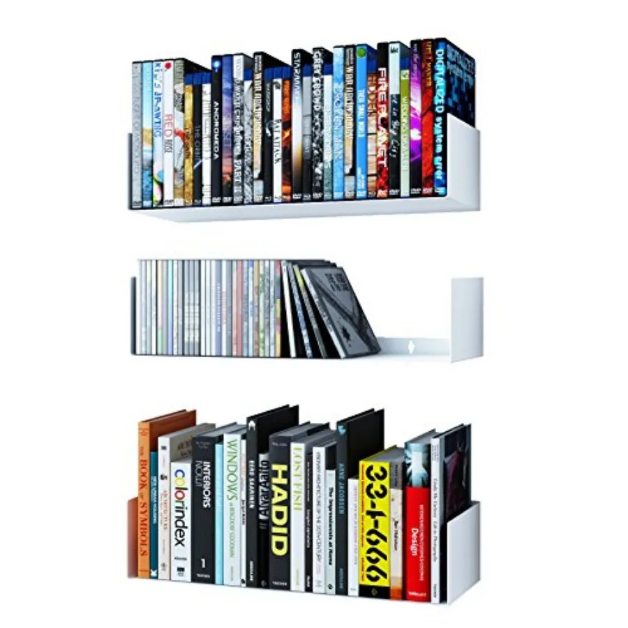 

Bali Floating Shelves for Wall CD DVD Storage Shelves and Metal Bookshelf Set of 3