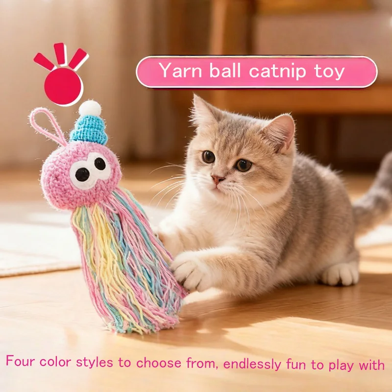 

New Interactive Cat Toy Funny Woolen Ball Catnip Toy Series with Built-in Sound Box for Cats for Kitten Playing Teaser Wand Toy