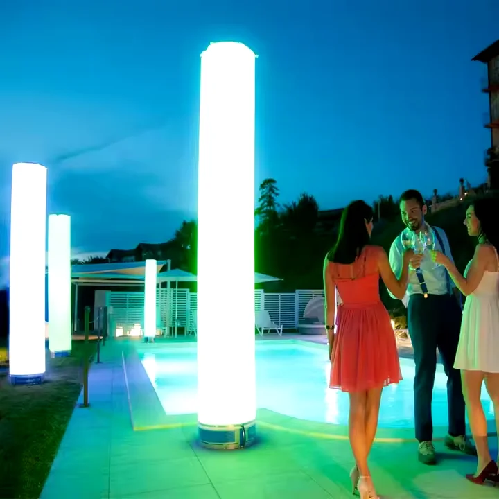 Waterproof IP65 6X18W 4IN1 RGBW  Battery Powered Wireless LED Stage Inflatable Light for Wedding Party Air Column Light