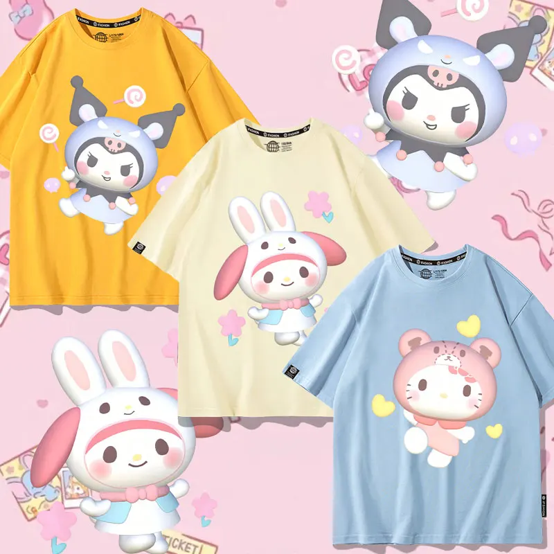 

Sanrio co-branded T-shirt Girl Summer girl Kulomi Melody peripheral clothes cartoon cute short sleeve pure cotton