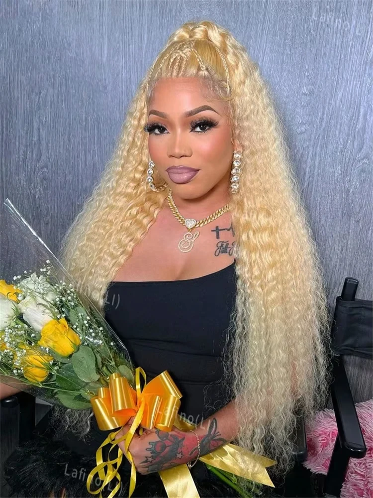 

Парик из натуральных волос Deep Wave, 250% плотность, 38 дюймов, блонд 613, 13x4 HD Lace Front, для женщин, перуанский, без клея, кудрявый, с фронтальной шнуровкой.