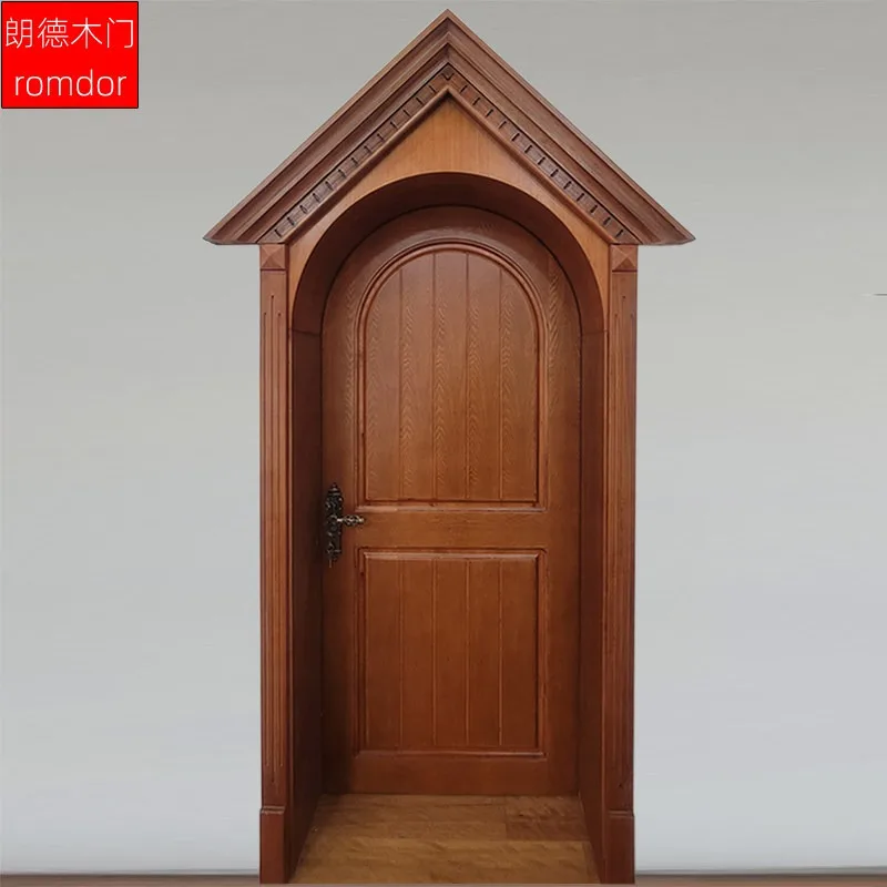 Attic shape children's home custom American rural high-end paint arc arch set casement tree hole wooden door