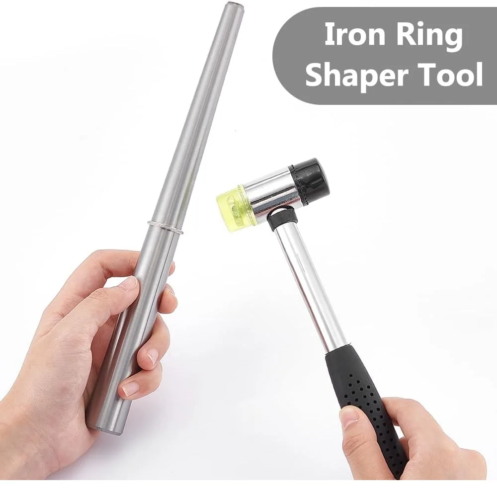Dual-Face Ring Sizer Stick and Jewelry Hammer Set Professional Ring Measuring Tool for DIY Jewelry Crafting