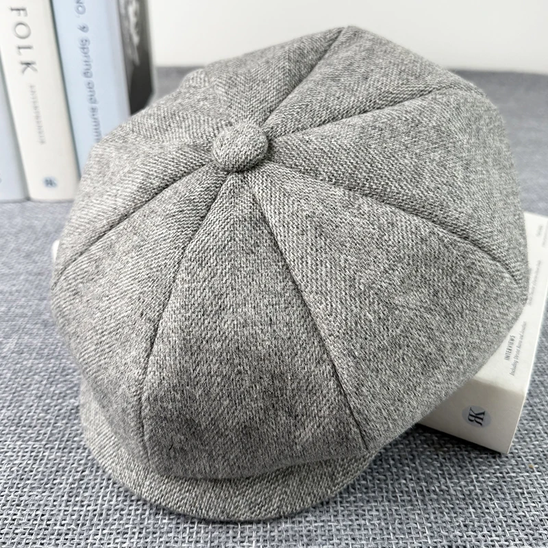 

Мужские шапки, серая восьмиугольная кепка, винтажные шерстяные кепки газетчика, высокое качество, мужские и женские береты, повседневная кепка газетчика, Chapeau Homme