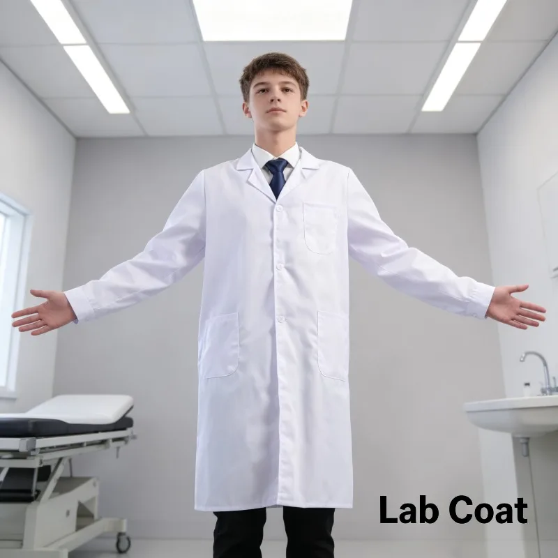 White Lab Coat Chemical Protection Workwear Student Lab Uniform Food Factory