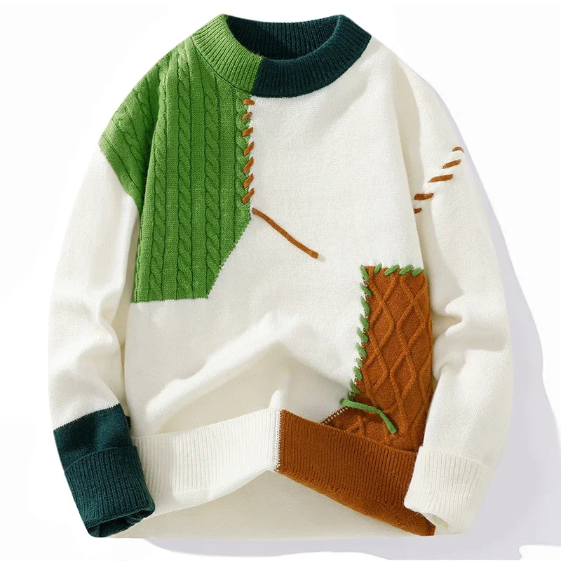 

Мужская зимняя модная модная вязаная толстовка с капюшоном, свитер высокого качества с круглым вырезом, удобные дышащие потертые свитера