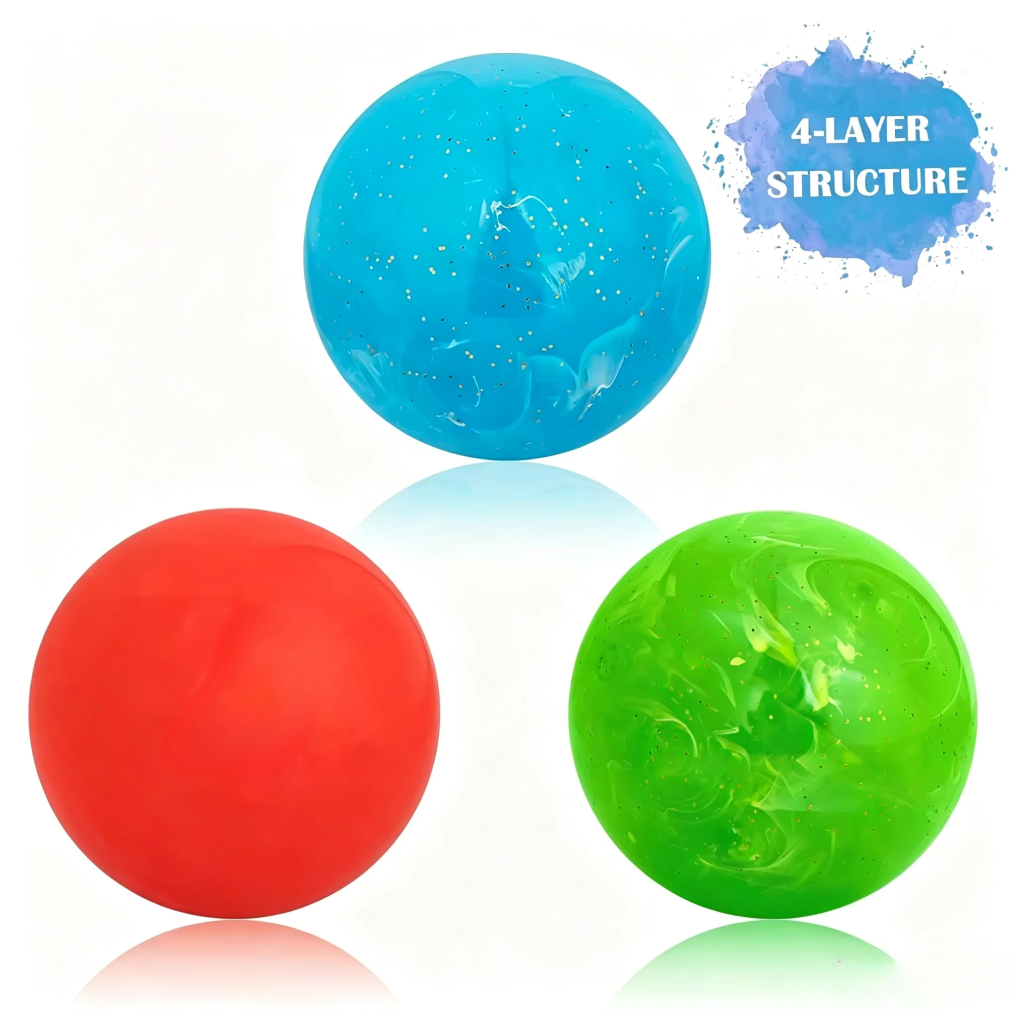 Bola de Golfe Caiton Premium Park – 60mm/2.36in, Design Fluid Art, Vermelha, Azul, Verde, Construção de 4 Camadas