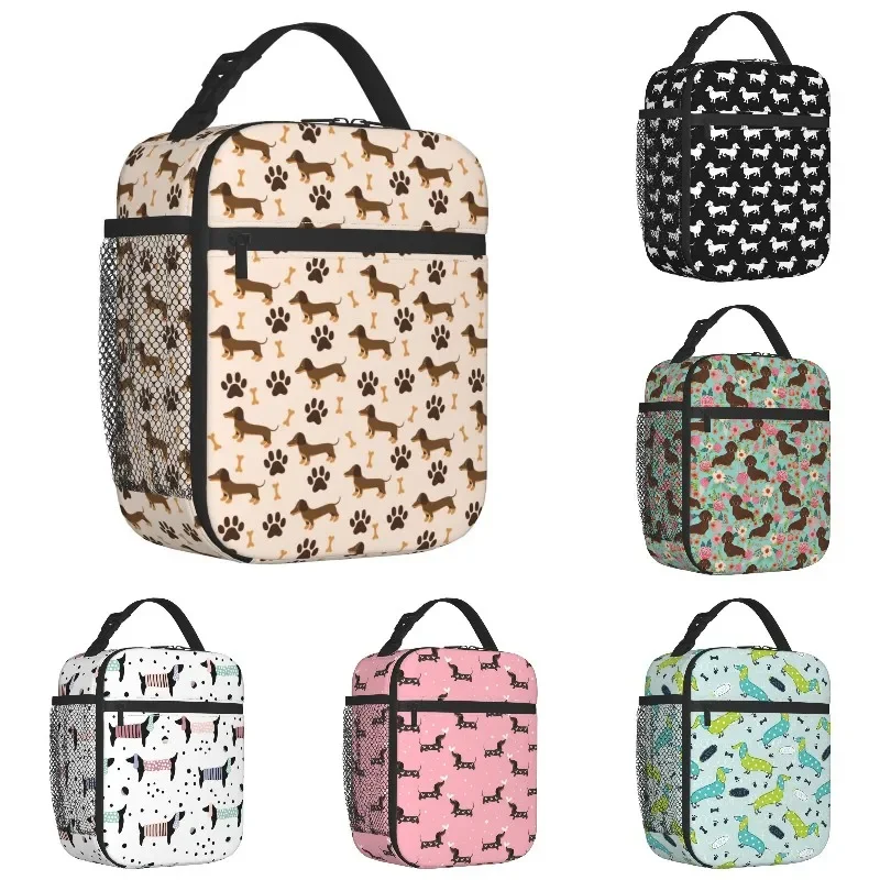 

Long Hair Dachshund Sausage Dog Print Thermal Insulated Lunch Bags Pet Wiener Portable Lunch Container School Storage Food Box