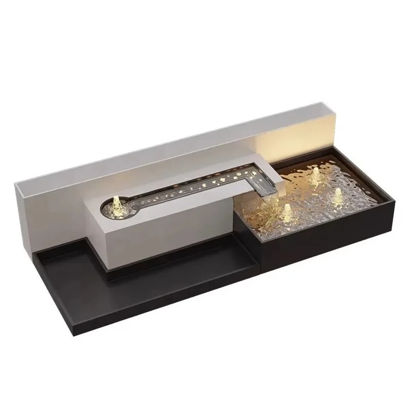 

Modern Stainless Steel Water Ornaments - Safe Circulating Water Landscape Wall with Fish Pond & Flower Box for Outdoor Courtyard