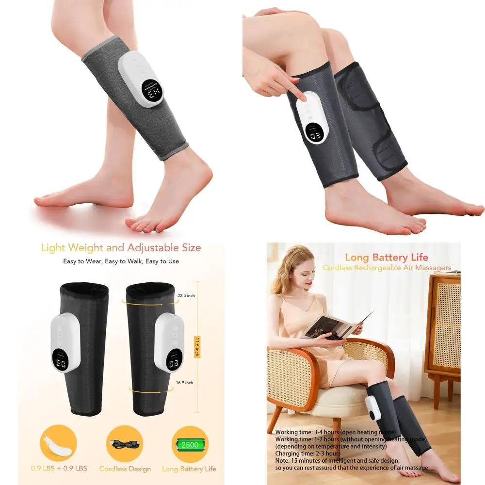 

Двойной компрессионный массажер для икр с подогревом, 3 настройками интенсивности для улучшения кровообращения и облегчения боли