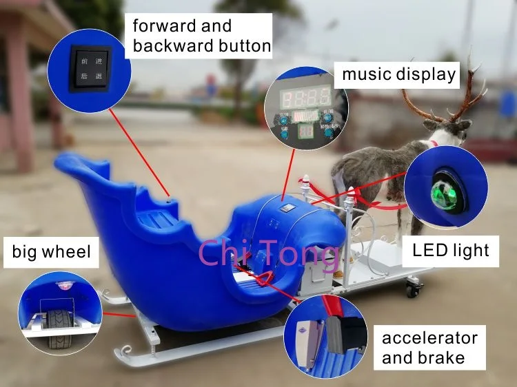 Cervo che tira il slitta Slitta Ghiaccio Neve Parco giochi Alce Pull Car Elettrico Santa Slitta Cervo