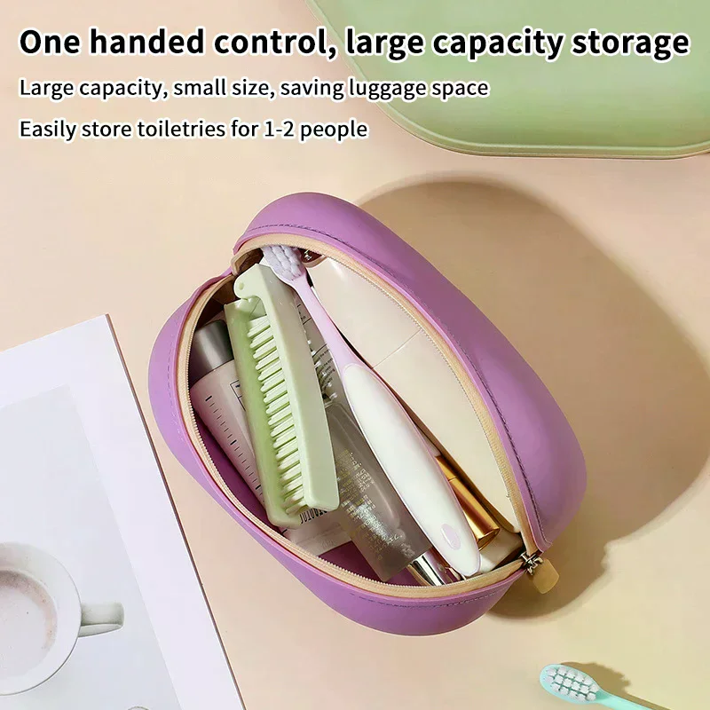 Portable Large Capacity Silicone Cosmetic Bag Waterproof Soft Cosmetic Storage Bag Moisture-proof Wash Bag For Home Travel