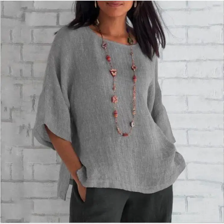 

Women's Seven Quarter Sve Cotton Linen irt Ethnic Sle Deform ResistantSpring Season Regular Thin