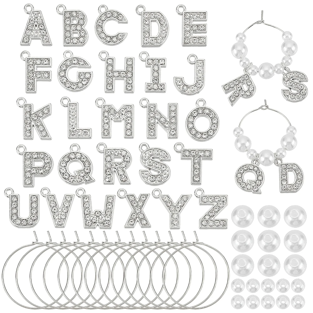 402Pcs Wine Glass Charms Making Kit Pearl Drink Identifiers Wine Charms for Stem Glasses DIY Reusable Drink Markers Personalized
