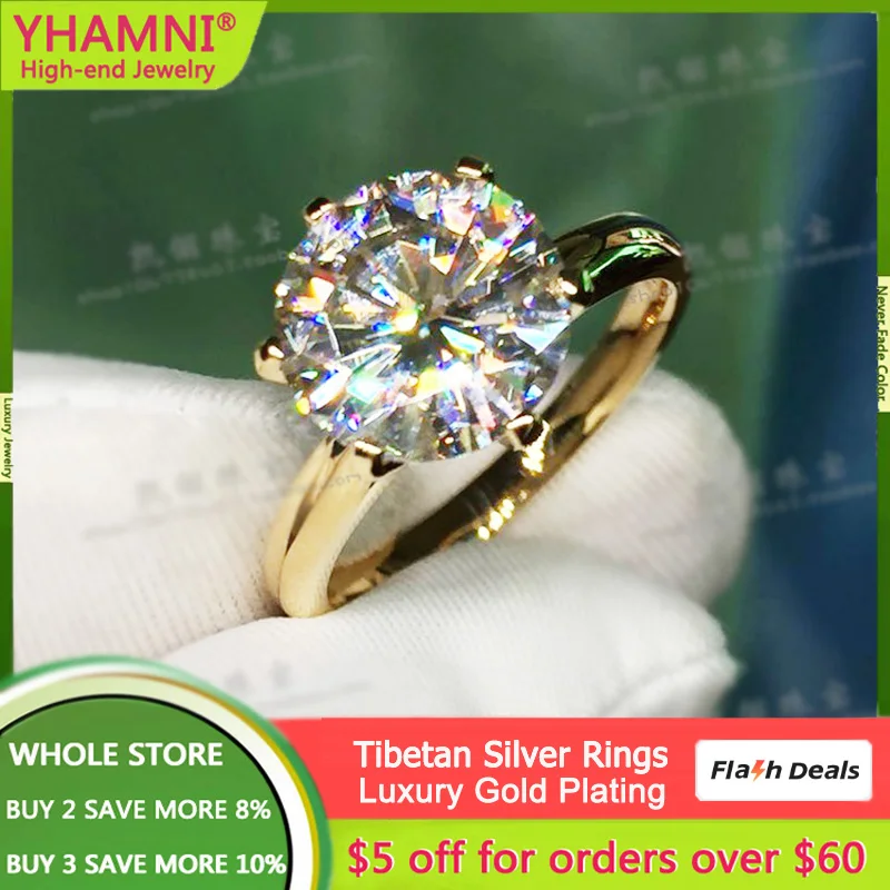 Fashion Delicate Yellow Gold Color Allergy Free Tibetan Silver Ring High Quality Cubic Zirconia Wedding Band Jewelry For Women image 2