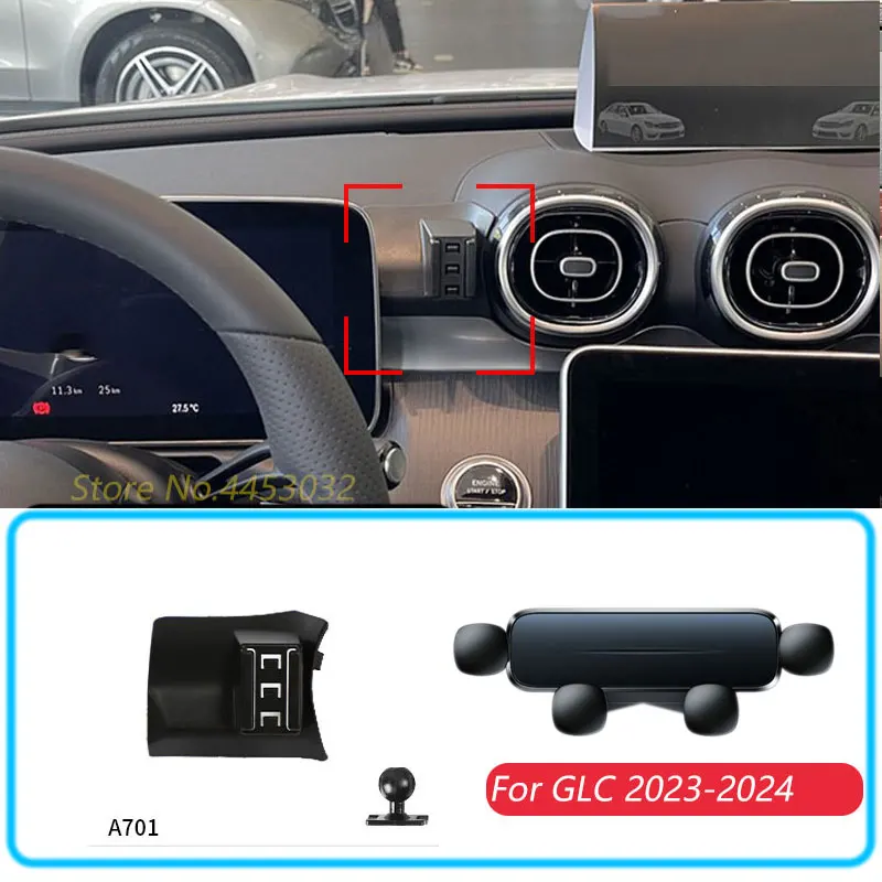 Car Phone Holder For Mercedes Benz GLC 2023 Gravity Stand Mount Support Horizontal GPS Mobile Bracket Accessories With Base