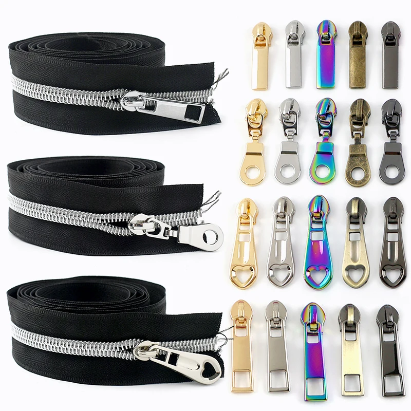 

20Pcs 5# Nylon Zipper Sliders Bag Jacket Clothes Closure Zips Puller Garment Decoration Zippers Head Repair Kit DIY Accessories