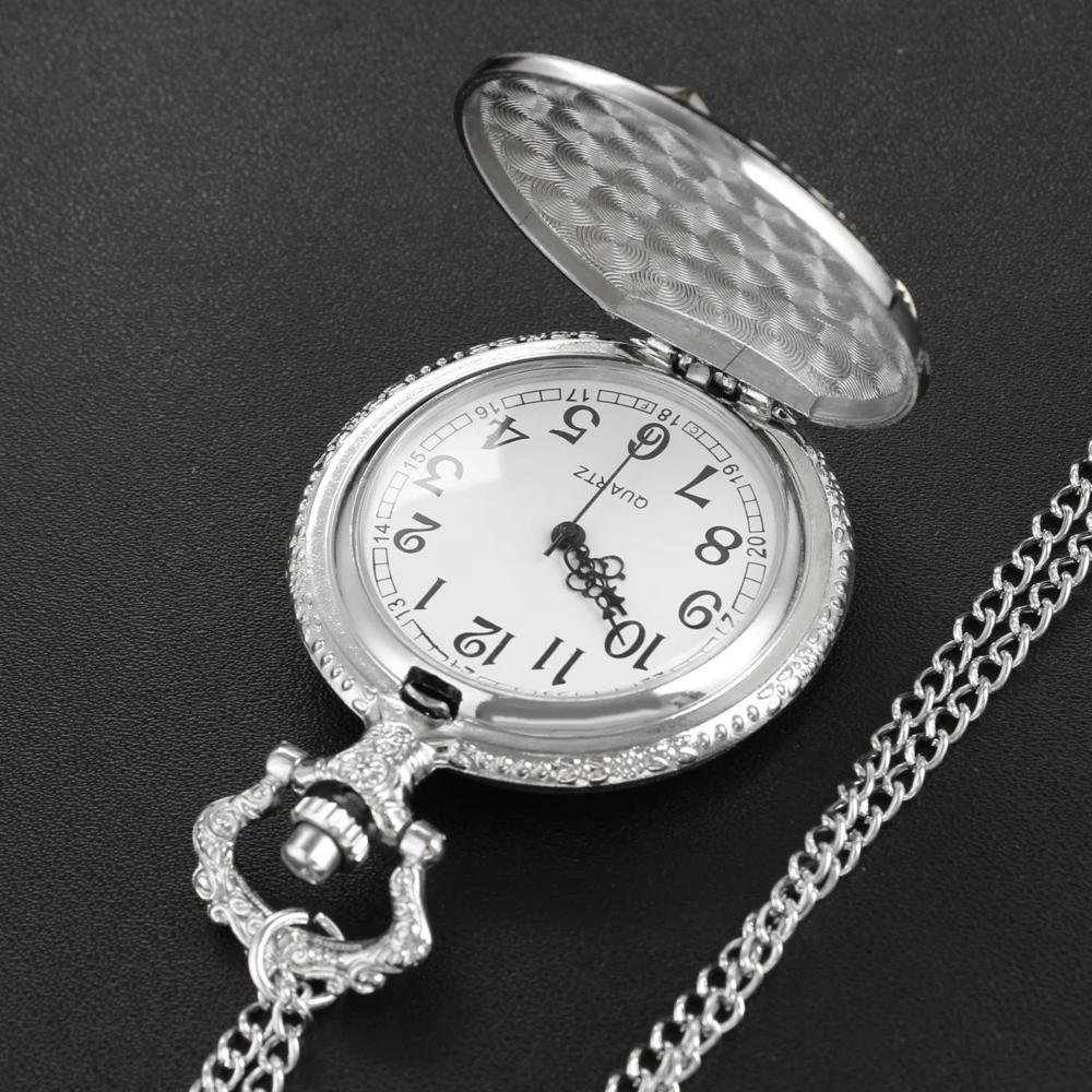 Platinum Republican Commemorative Quartz Pocket Watch Vintage Necklace Ornament Universal Clock Gift for Boys and Girls