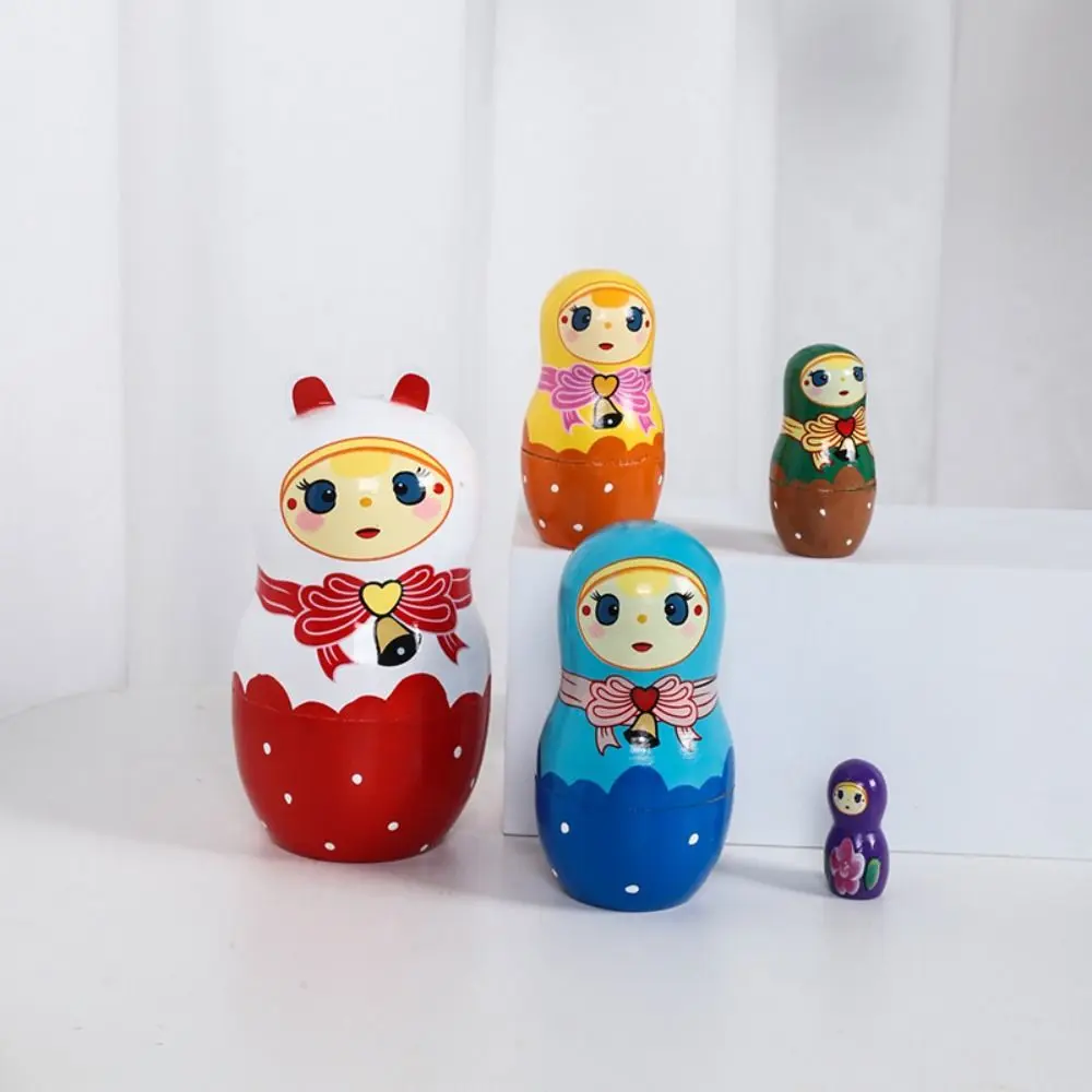 Pingüino 5 unids/set Animal Matryoshka muñeca artesanía de madera niñas muñeca rusa línea segura perro cachorro muñecas anidadas regalos de cumpleaños