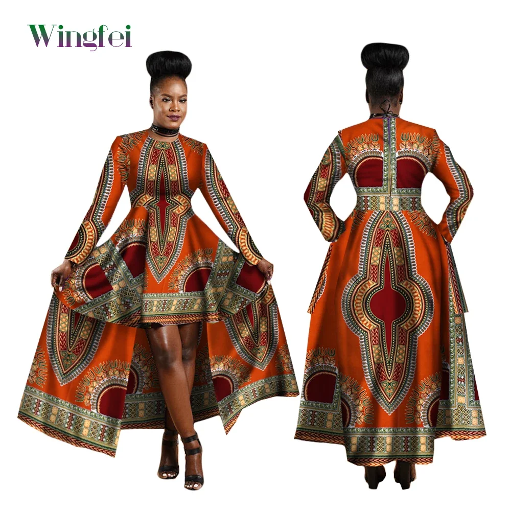 African Dresses for Women Dashiki Kente Style Print Dress Cotton Wax Print Sexy Maxi Long Dress for Ladies Africa Clothes WY1268