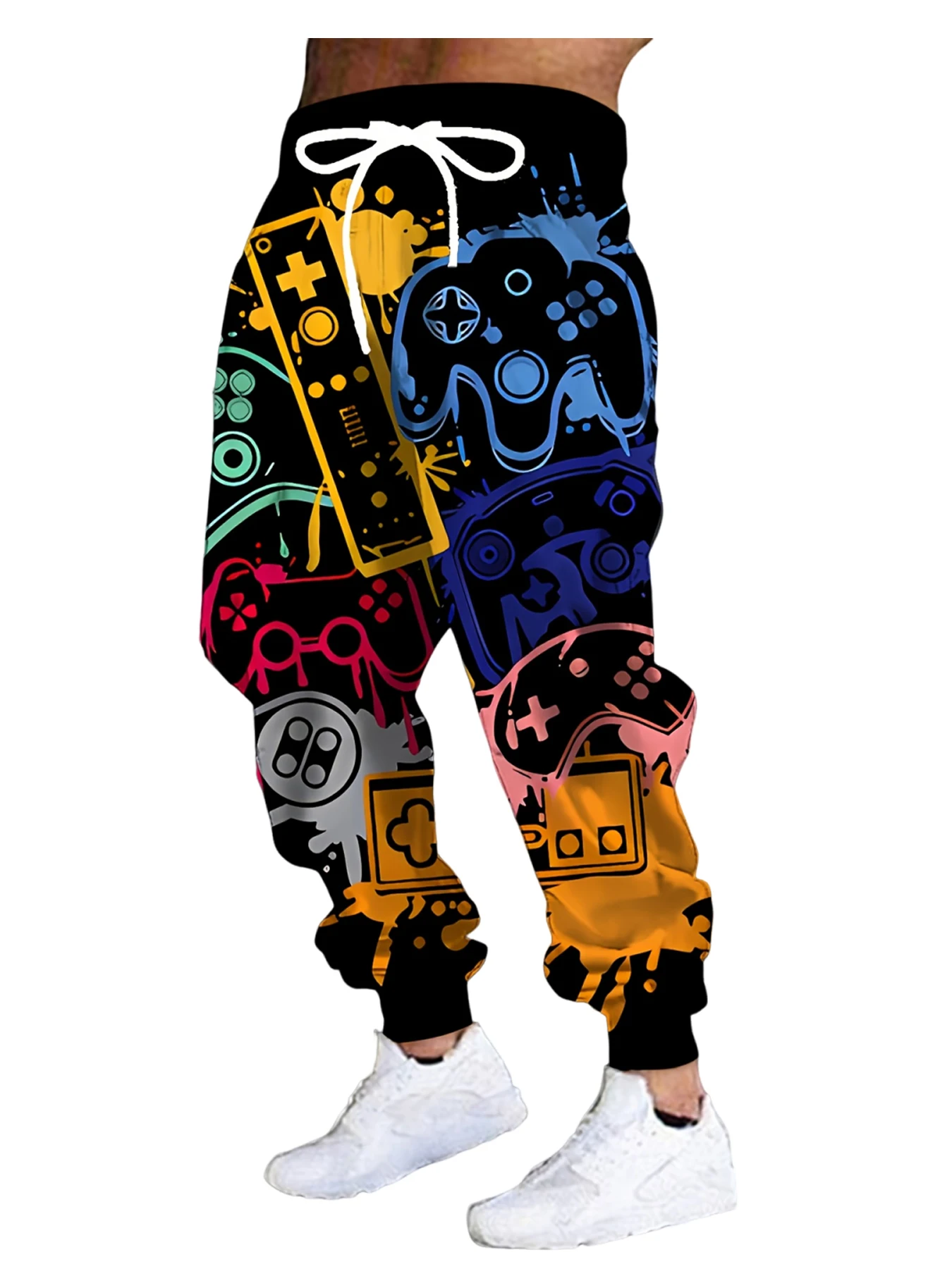 

New Men's 3D Fashion Print Casual Pants Outdoor Breathable Pants Stylish Drawstring Streetwear Trousers Mens Cuffed Pan