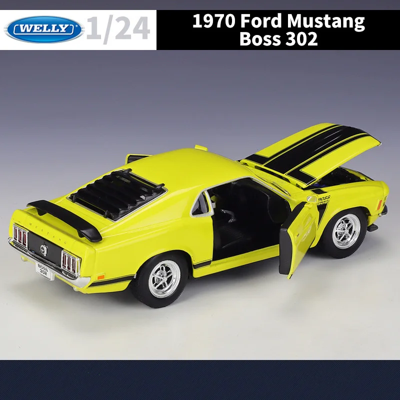 WELLY 1:24 1970 Ford Mustang BOSS 302 Alloy Racing Car Model Diecast Metal Sports Car Vehicle Model Simulation Children Toy Gift