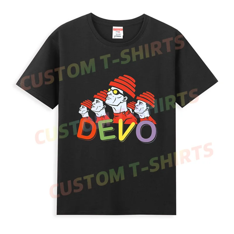 

2024 Hot Sale Summer 100% Cotton Black Devo Band Rock Band T Shirt Men Short Sleeves Cool Tee Hip Hop Streetwear T-shirt