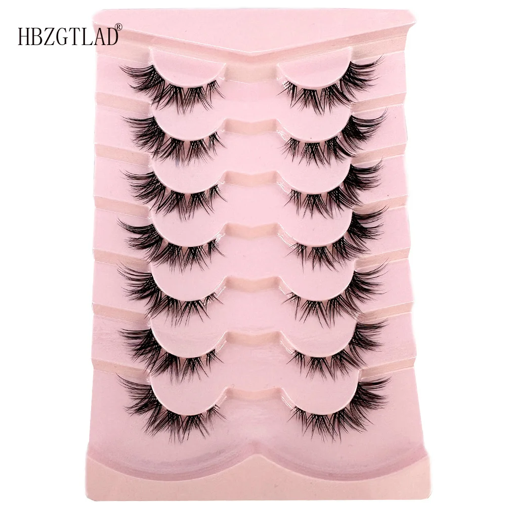 7pairs Mink Eyelashes Invisible Band Lash Extension Natural False Eyelashes Cross Cluster Fairy 3D Faux Big Eye Long Fake Lashes