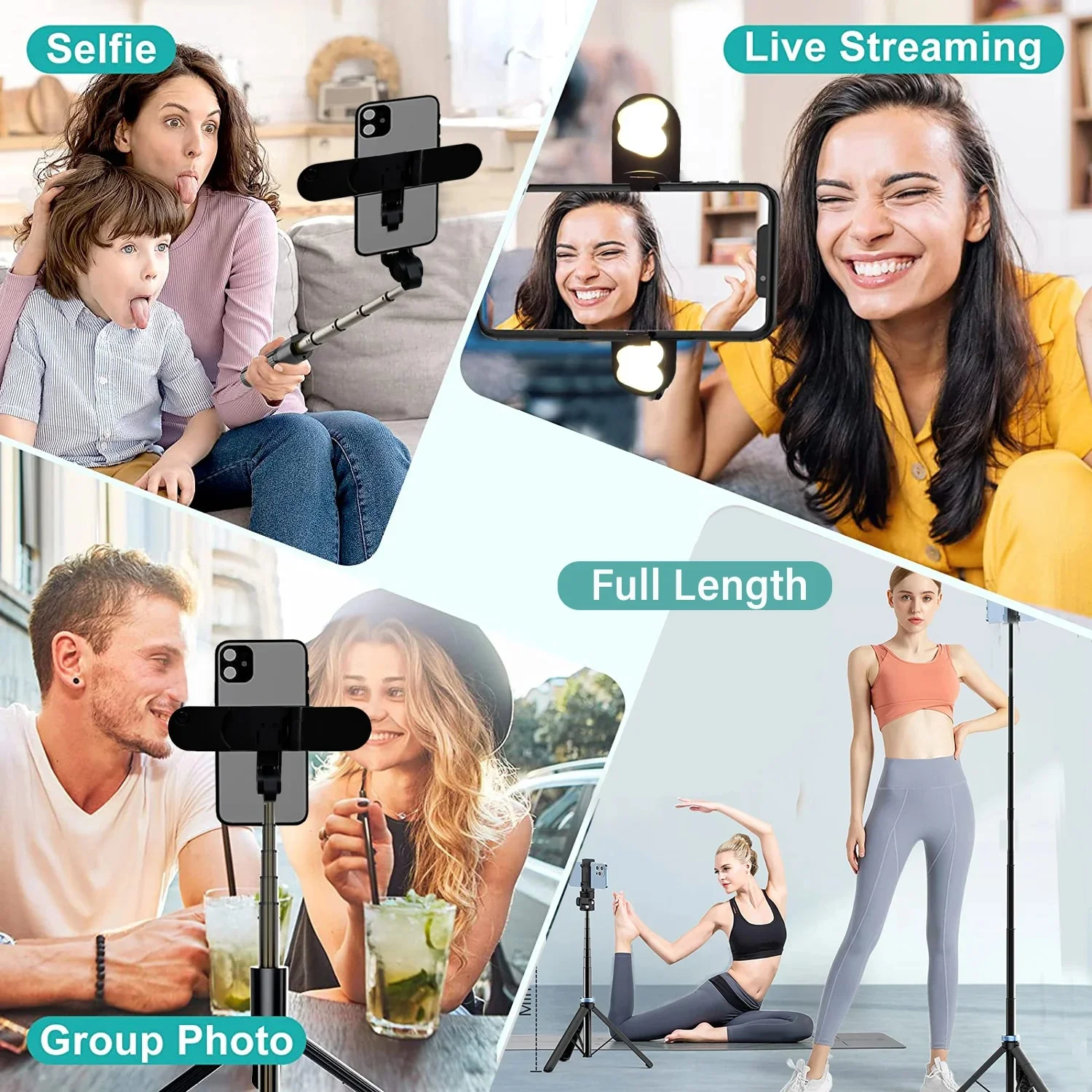 M01S Selfie Stick with Tripod Remote Control Wireless Bluetooth-Compatible Retractable Double Fill Light for IOS Android IRO