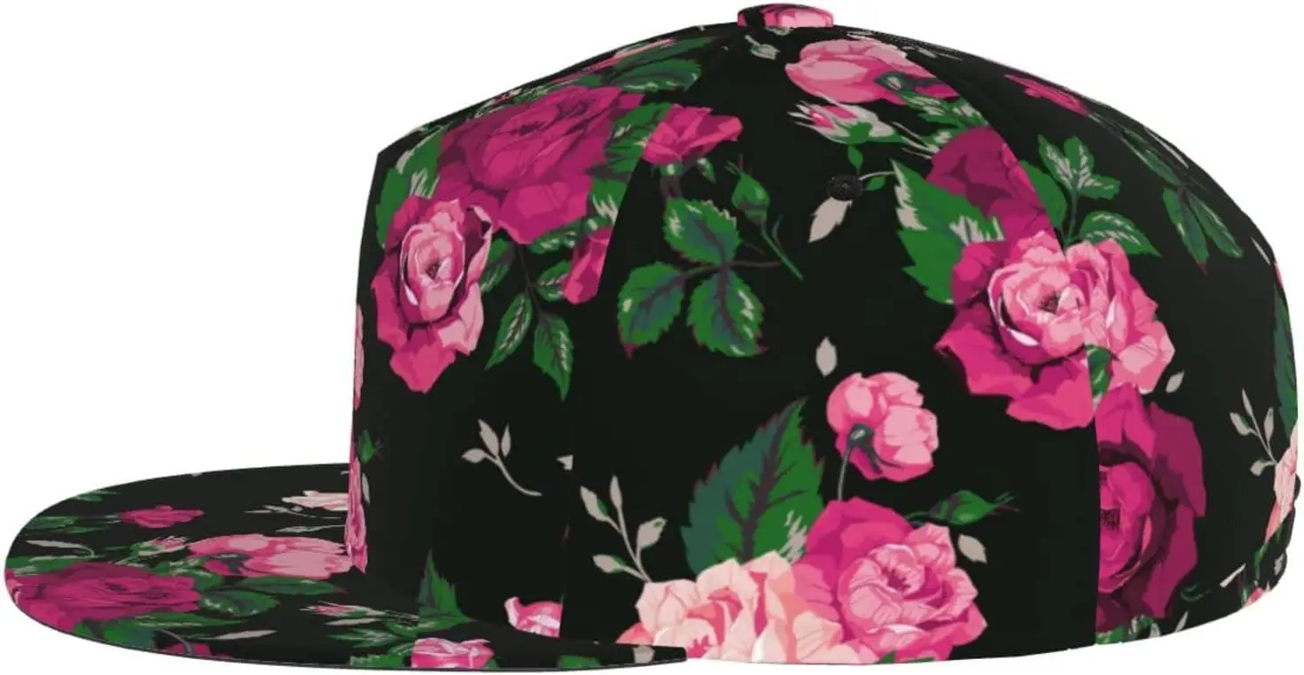 Berretto da baseball vintage con fiore rosa Cappello da baseball regolabile per donna Cappello da camionista per viaggi Equitazione Picnic All'aperto Snapback