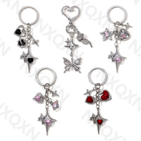 Y2K Heart Star Butterfly Flower Enamel Keychain Classic Love Flying Insect Key Ring For Women Men Good Gift Handmade Jewelry Set