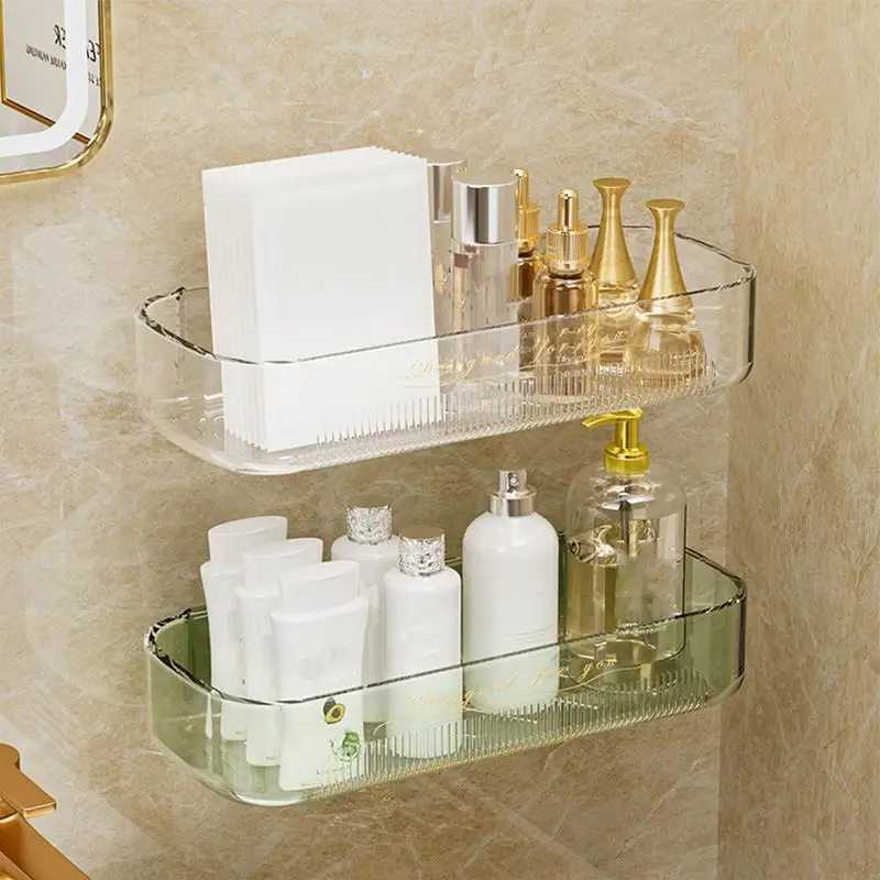 Wall Mounted Storage Shelves Bathroom Floating Shower Shelf Organizer Minimalist Adhesive Wall Floating Shelves For Bathroom