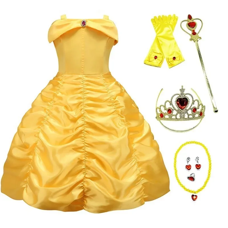 Girls Belle Dress Kids Ball Gown Princess Costume For Beauty and the Beast Children Christmas Birthday Carnival Party Cosplay