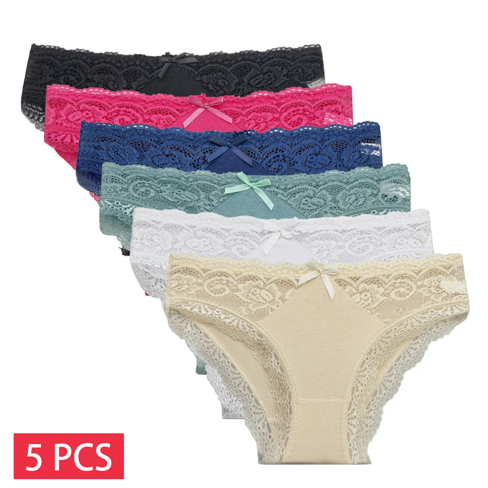 32768-92f702.jpg Cotton Briefs Lady 5 PCS/SET Lace Panty Underpants Seamless Panties For Women Lingerie - Image 1