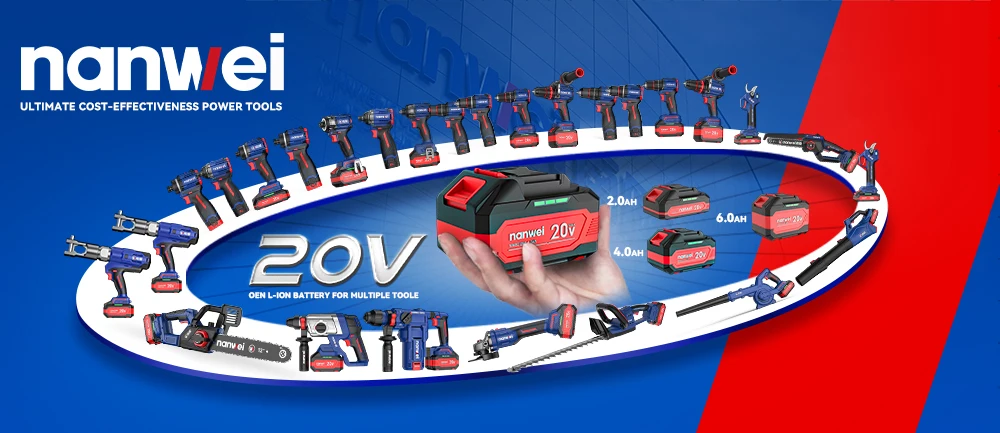 Brushless Cordless Impact Drill NANWEI Cordless 20v 13mm Ice Drill Power Tool 160NM High Torque