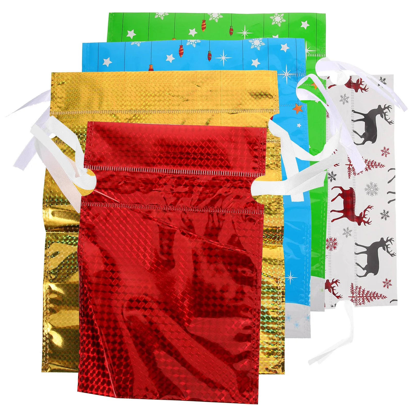 ULTECHNOVO 5 шт., рождественский мешочек на шнурке, подарочная сумка для рождественской вечеринки, полипропиленовые праздничные маленькие сумки для хранения для детей