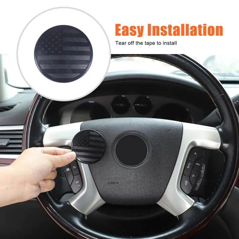For Cadillac Escalade 2007-2014 car logo cover Car steering wheel logo cover Interior decoration accessories ABS black 1pcs