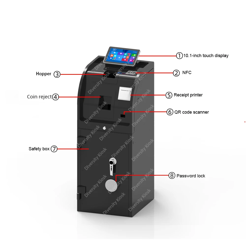 High Capacity Cash Deposit Machine Cash Sorter NFC Barcode Scanner Card Reader Touch Screen Cash Management CDM for Business Use