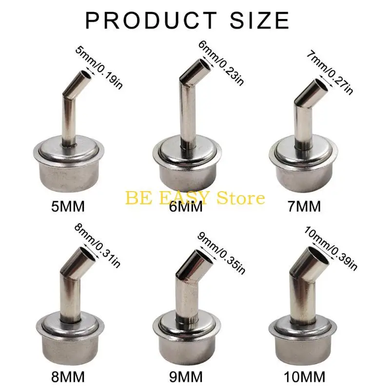 E28F Angled Hot Air Nozzle for 861DW Heat Guns 5/6/7/8/9/10mm Curved Nozzle Attachment Heat Guns Soldering Station Accessories