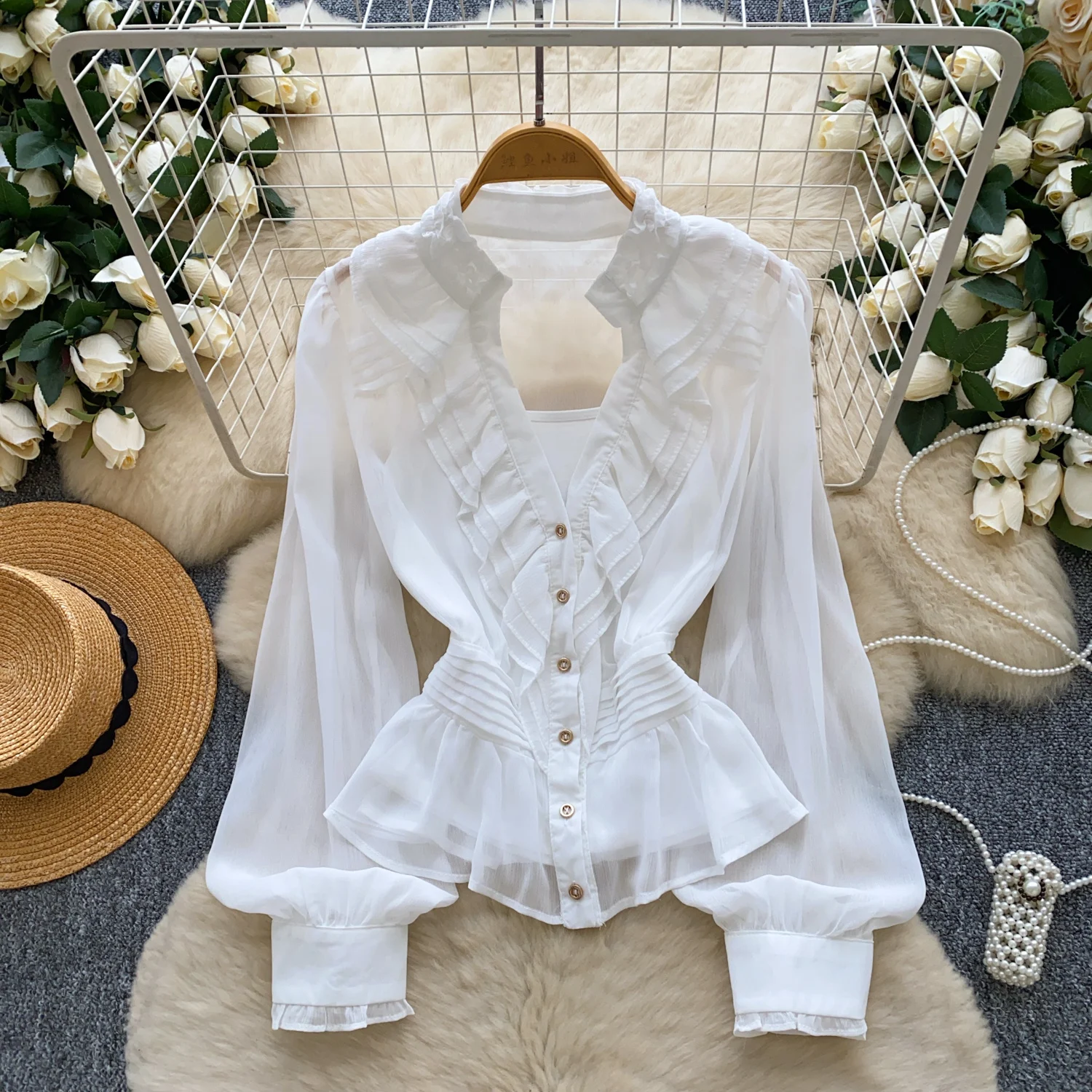 

Элегантный сексуальный съедобный топ с длинными рукавами и пуговицами в виде дерева, женская корейская модная осенняя уличная одежда