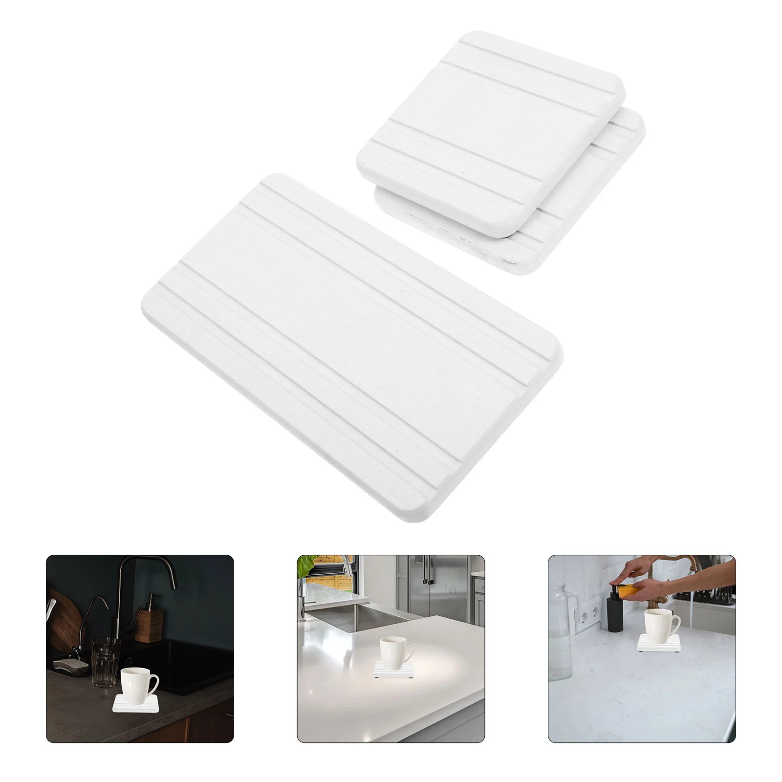 

3 PCS Absorbent Stone Tray Drying Pad Kitchen Soap Cutlery Sink Mat Coasters Decorative Trays Dish Holder Vanity