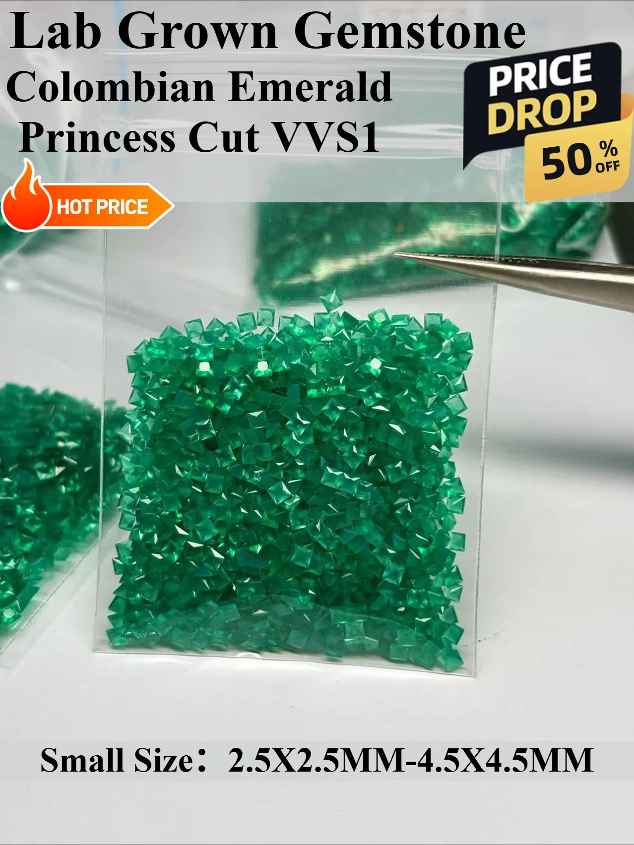 ToPrincess Cut Lab Grown Colombian Emerald Small Size Charms Gemstone for DIY Advanced Jewelry Making Materials Natural Colour