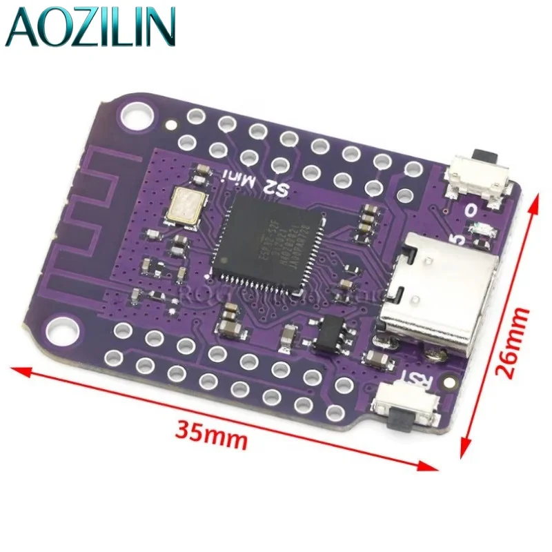 AOZILIN Mini V1.0.0 Wireless IoT Development Board ESP32-S2FN4R2 ESP32-S2 Module 4MB Flash 2MB PSRAM 5pcs