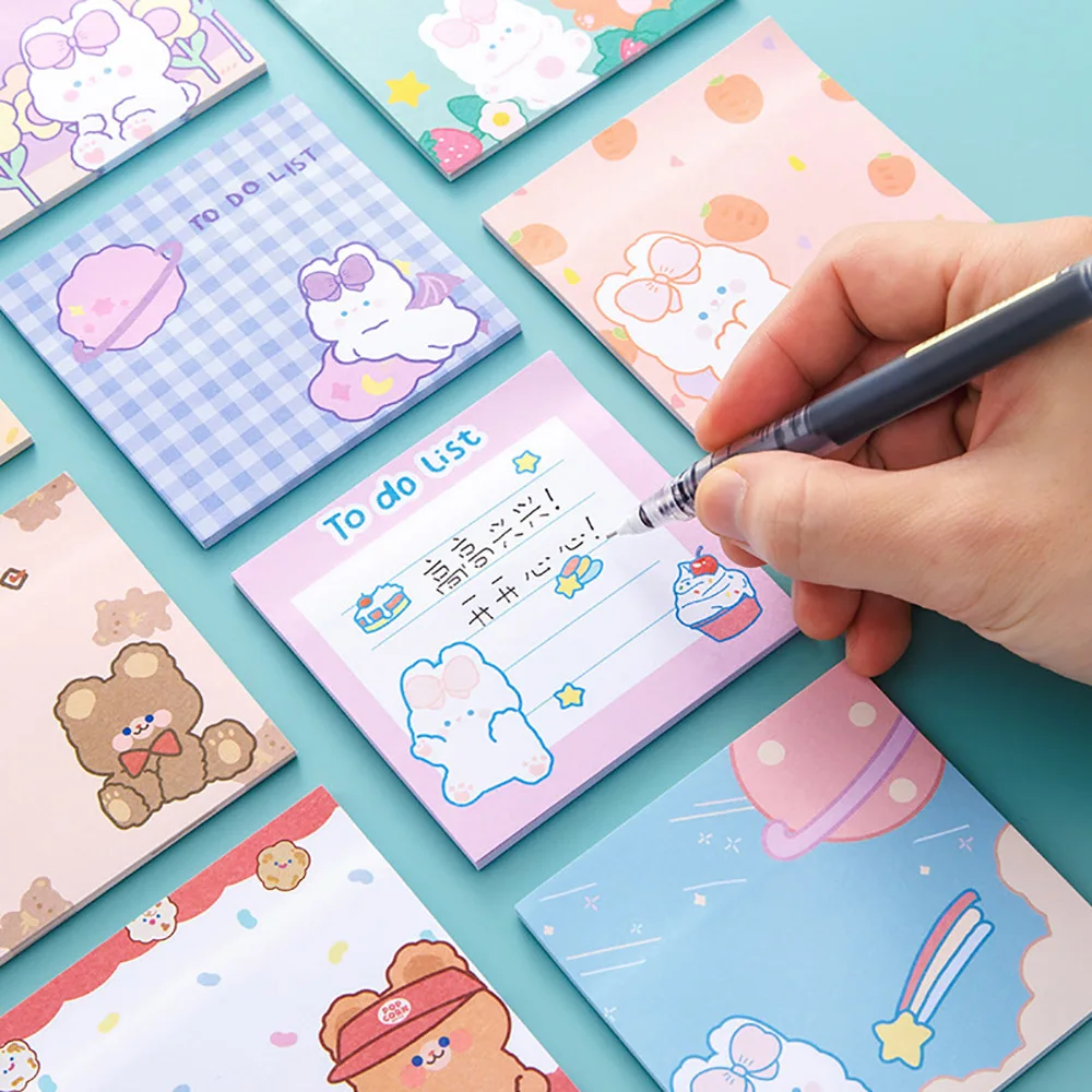 90 Sheets/Set Sticky Notes Self-adhesive Memo Pad Colored Flower Funny Sticky Notes Planner School Office Supplies Stationery