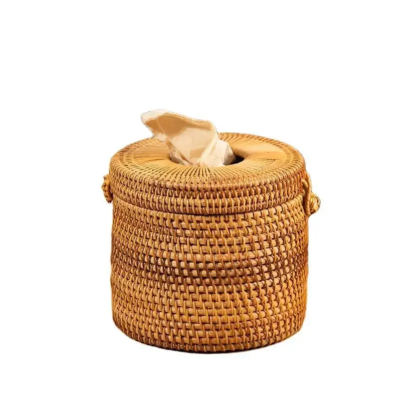 Ronde Rotan Tissue Box Vine Rolhouder Toiletpapier Cover Dispenser voor Huisdecoratie Bruiloft Outdoor Dozen Cadeau