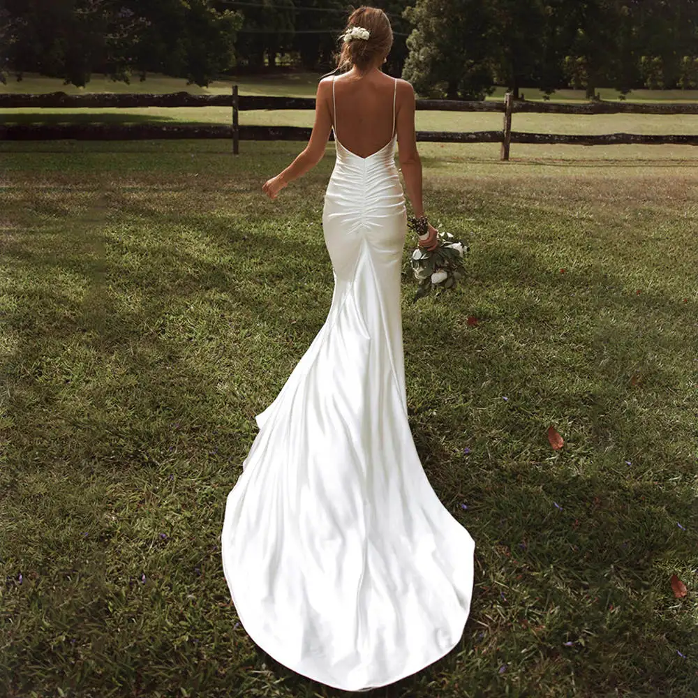 

High-end Wedding DressesSling Backless Bridal Slim Mermaid Trailing Gowns for Bridal Party Holiday Prom Cocktail Party