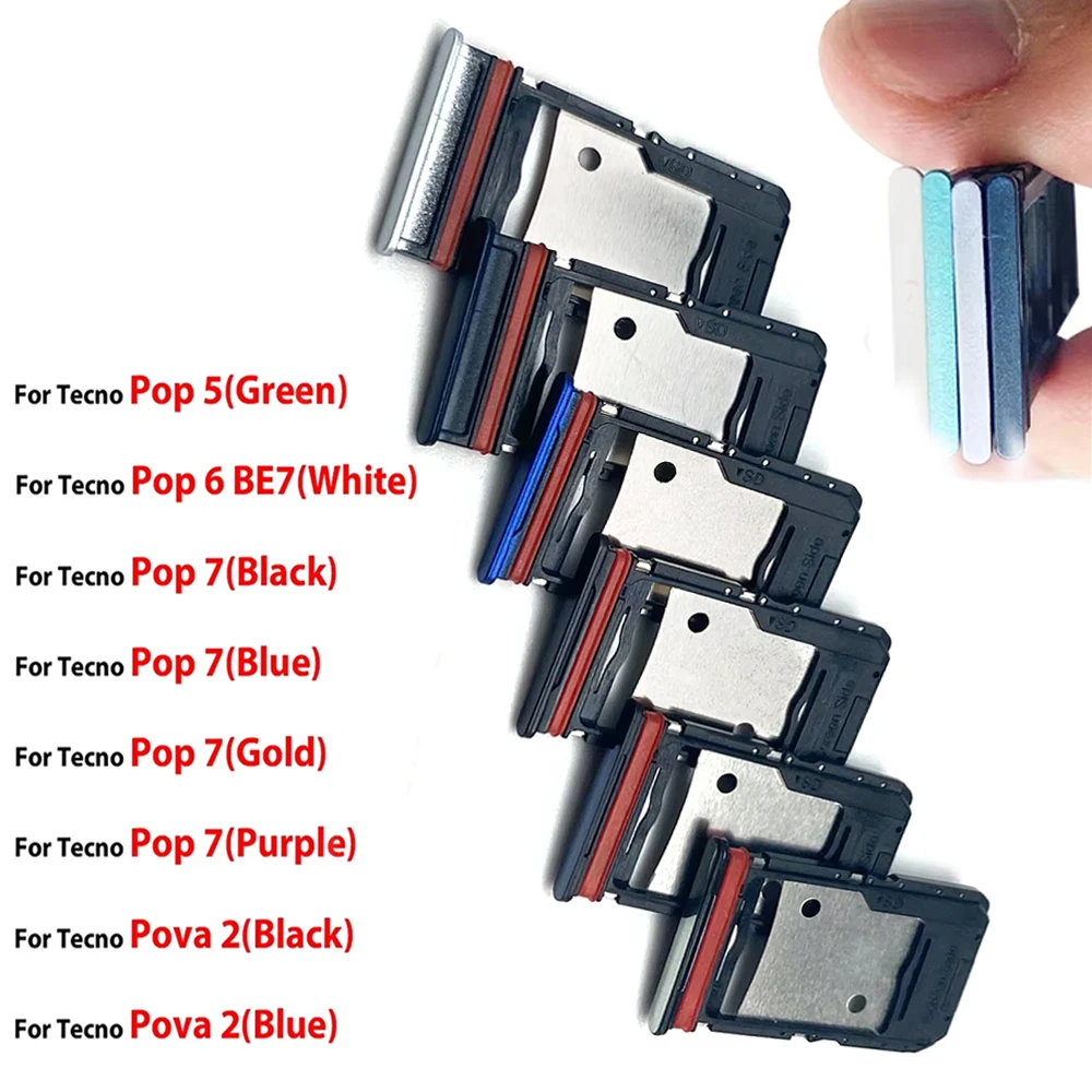 NEW For infinix Tecno POP 5 6 BE7 7 Pova 2 3 4 5 Neo SIM Card Tray chip slot drawer Holder Adapter Accessories Part