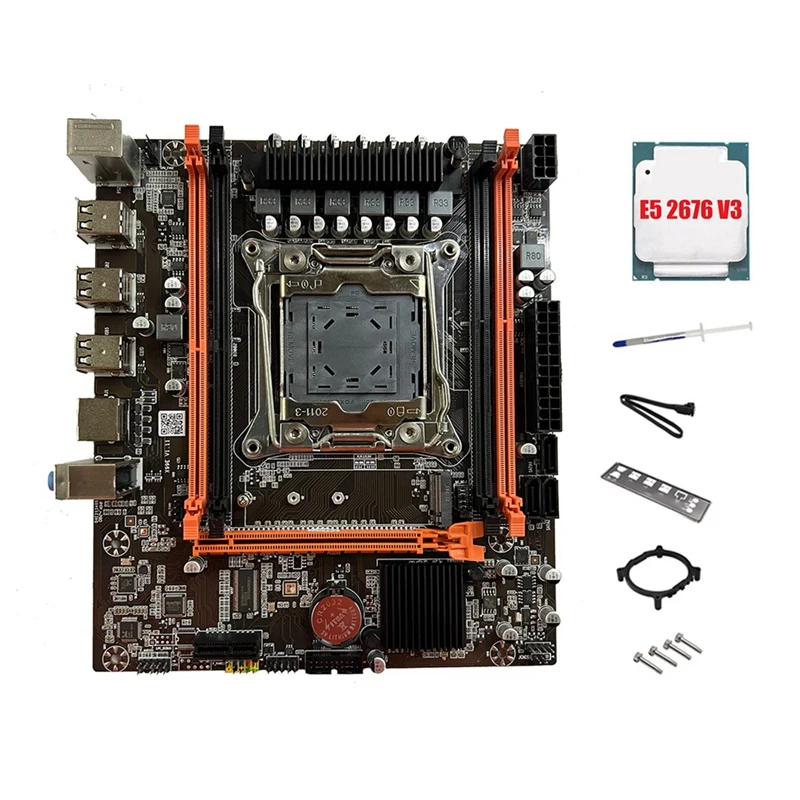 

X99E Motherboard+E5 2676 V3 CPU+Thermal Grease PCIEX16 Nvme Gigabit LAN Card Support 4XDDR4 RECC RAM Desktop Motherboard