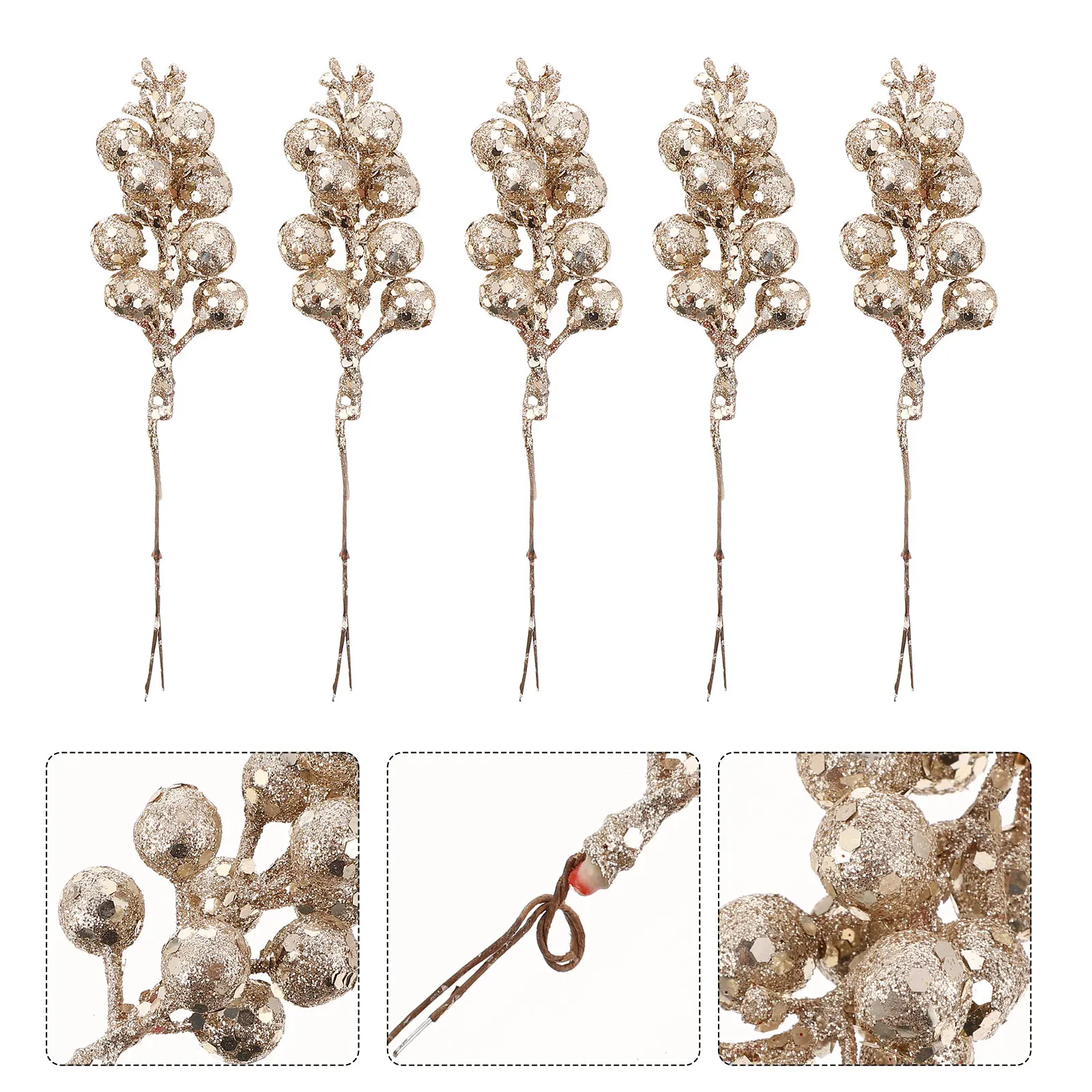 

5Pcs Christmas Decoration Simulation Fruit Branches Xmas Adornments for Tree Wreath Party Decor Photography Props